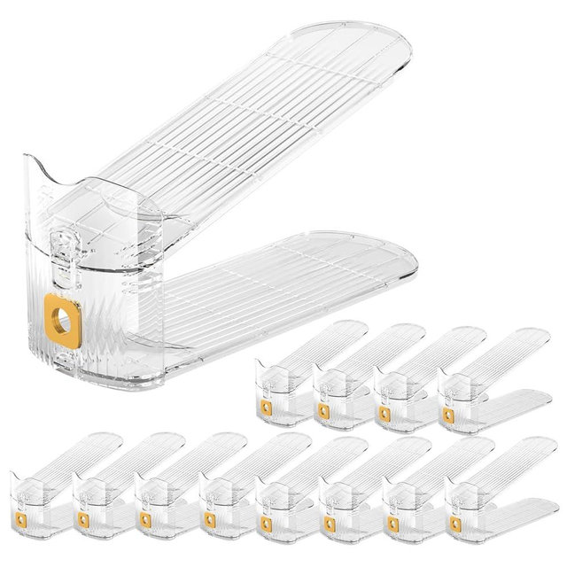 Vzpinko Clear Shoe Slot Organizers 12PACK Shoe Stacker Rack Organizer for Closet Adjustable Shoes Holders Space Saver Zapateras Organizers