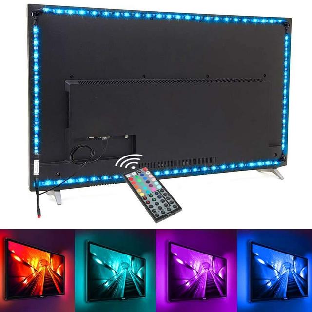Nexlux Led Strip Lights, 9.8ft Black USB LED Strip Lights TV Backlight Kit 20 Colors TV Lights 5050 LEDs Bias Lighting with 44-Key IR Remote Controller for 46 inch~65 inch HDTV PC Monitor Home Theater