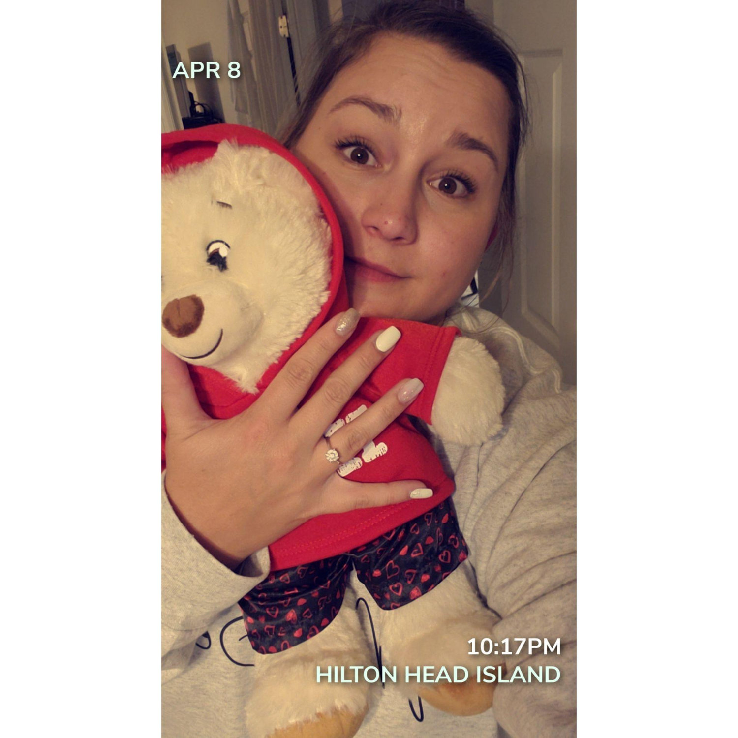 24 hours after I said "I do!". P.s. the bears name is Hilton.