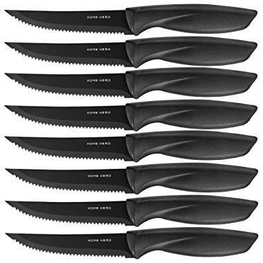 Home Hero Steak Knives Set of 8 - Steak Knife Set - Serrated Steak Knives Dishwasher Safe Steak Knives - Steak Knifes Set of 8 - Stainless Steak Knives Serrated - Dinner Knives