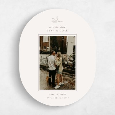 Beige Oval Wedding Save the Date - Arum Photo