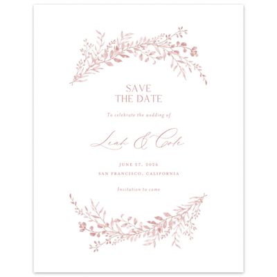 Deep Blush, Pink Wedding Digital Save the Date - Ronneby Portrait