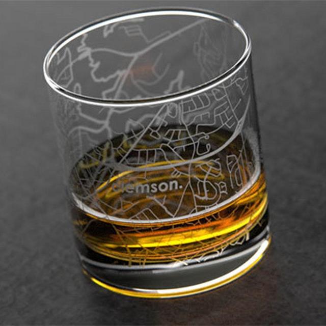 Clemson, SC Map Rocks Whiskey Glass