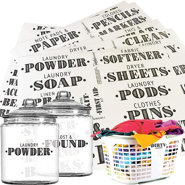 Talented Kitchen 138 Laundry Room, Linen Closet & Home Office Organization Labels. Farmhouse, Printed Stickers. Water Resistant, Canister & Bin Labels to Declutter Spaces (Laundry Linens - 138 Labels)