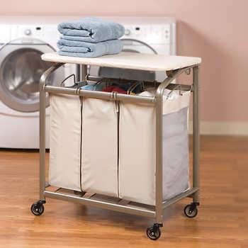 Seville Classics 3-Bag Laundry Sorter w/Folding Table