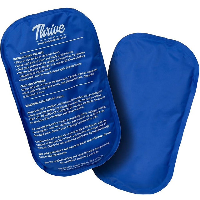 Thrive Large Reusable Gel Ice Packs for Injuries - Pack of 2 Knee, Shoulder, Ankle, Wrist, Neck & Back Pain Relief - FSA HSA Eligible - Dark Blue