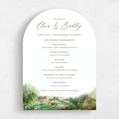 Green Arch Wedding Program - Hillpine