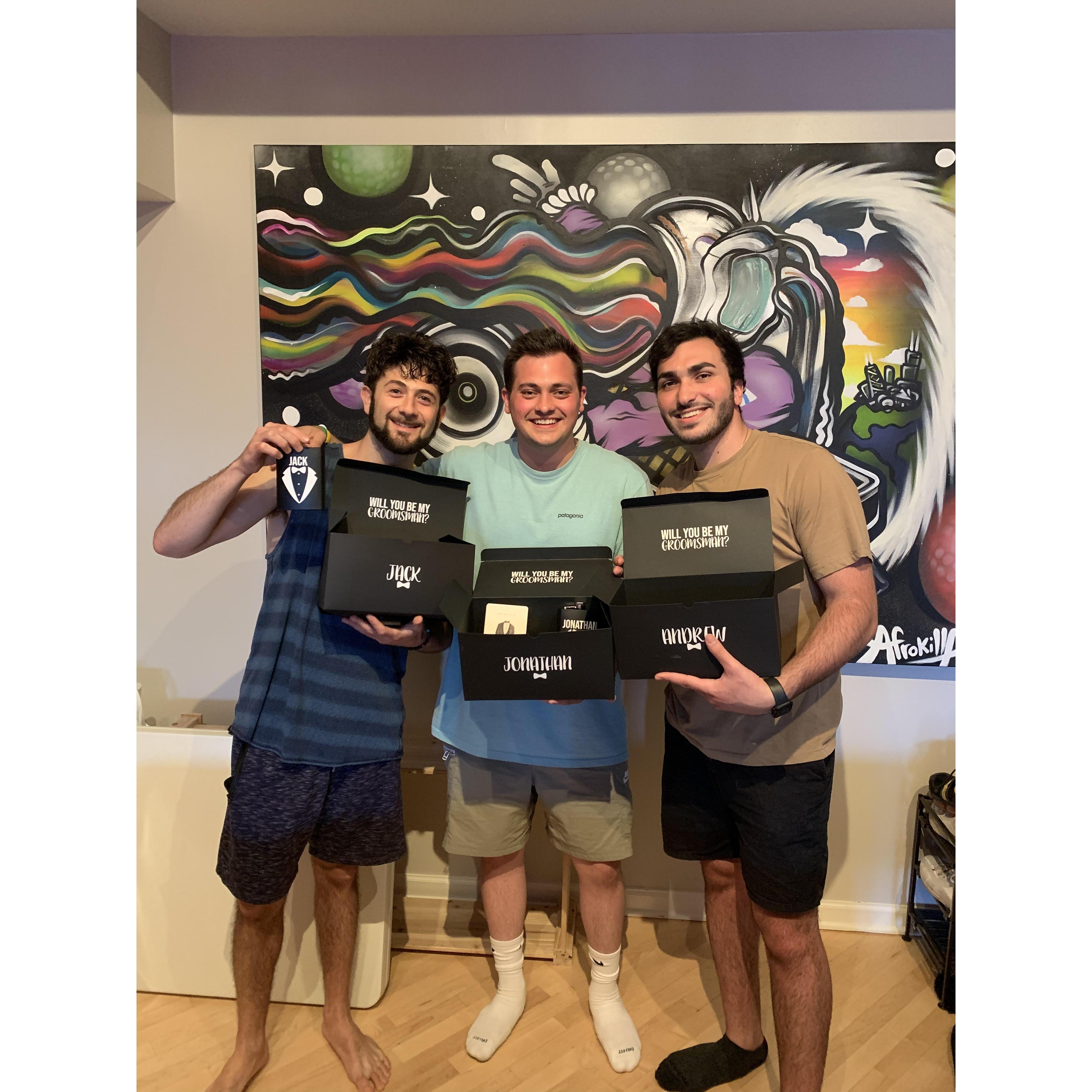 Asking Jack, Jono, and Andrew to be Groomsman in Chicago!