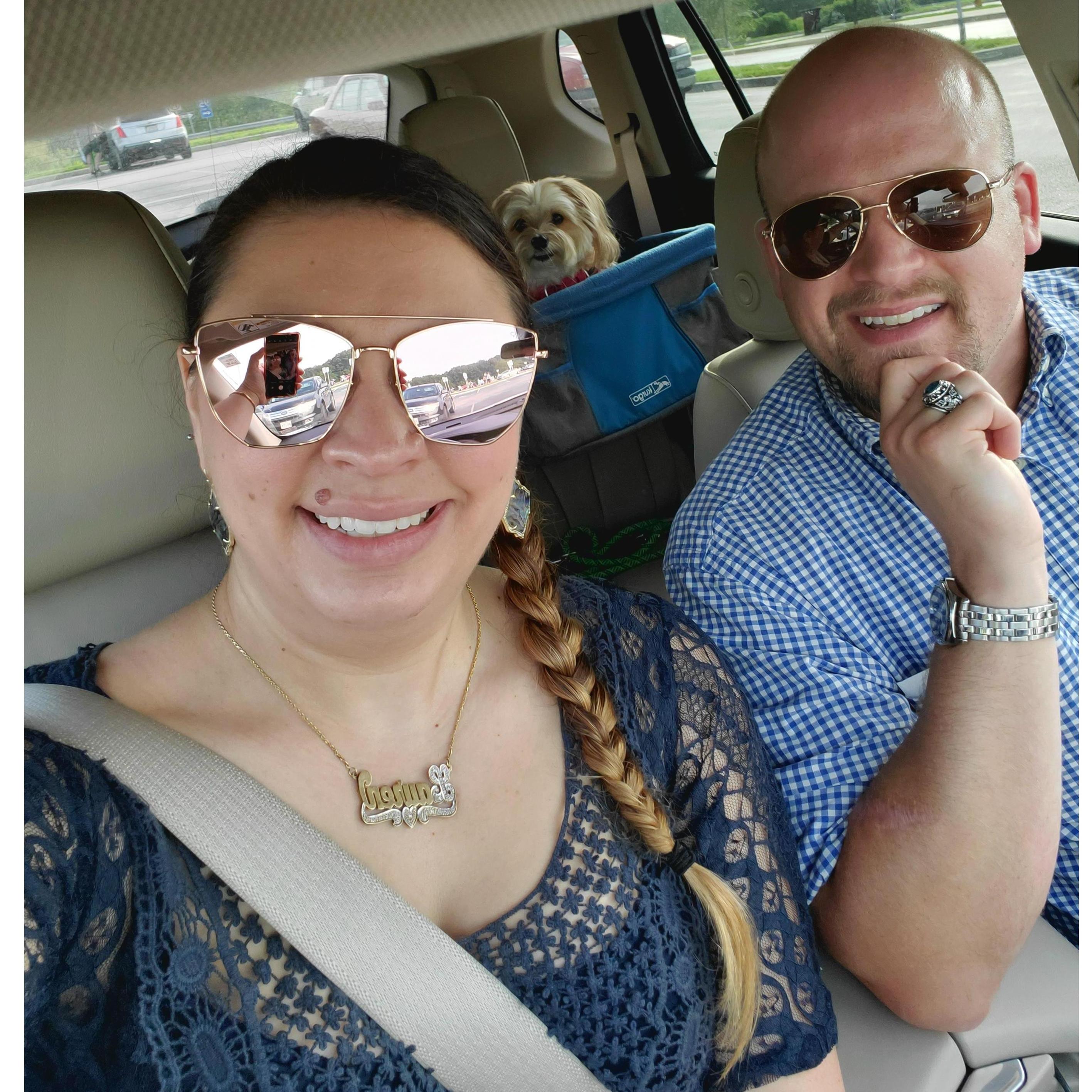 Road trip! You can even see Maxine all ready to go in the back seat