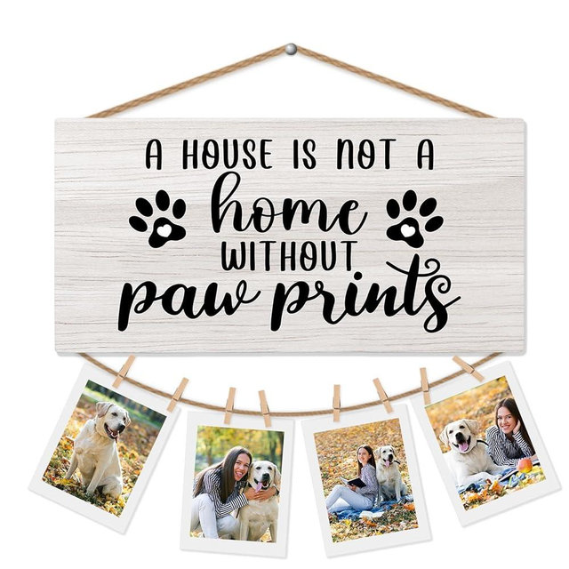 CGBHW Dog Gifts Picture Frame Photo Holder for Wall, Dog Mom Dad Lovers Owner Gifts for Women Men, Pet Lovers Gift, a House Is Not a Home Without Paw Prints Hanging Photo Display Wall Decor