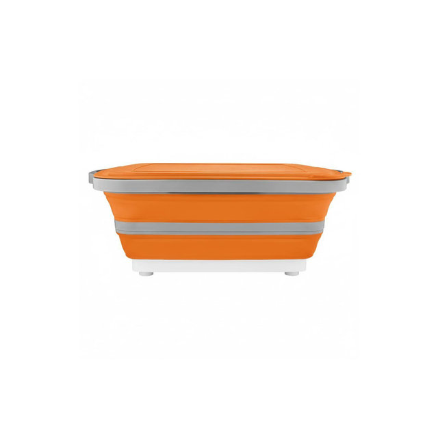Collapsible BBQ Prep Tub 16 L with Lid Drain Spout Cutting Board Marinating Grilling Tray Food Storage for Outdoor Cooking Camping Tailgating Kitchen
