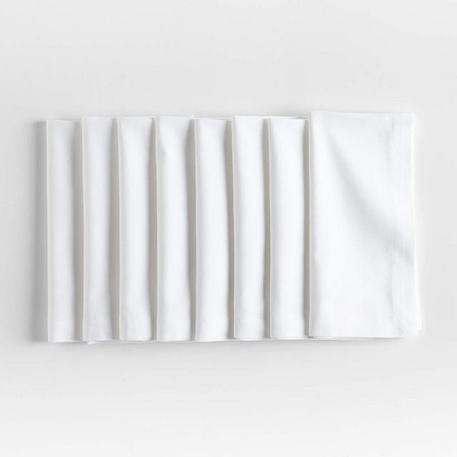 Aspen Crisp White Cotton Napkins, Set of 8