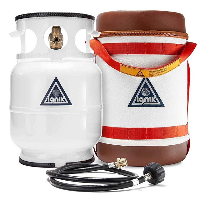 Ignik Refillable Gas Growler Deluxe 5-Pound Propane Tank with Carry Case and Adapter Hose