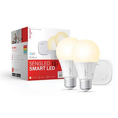 Sengled Smart LED Soft White A19 Starter Kit, 2700K 60W Equivalent, 2 Smart Light Bulbs & Hub, Works with Alexa & Google Assistant