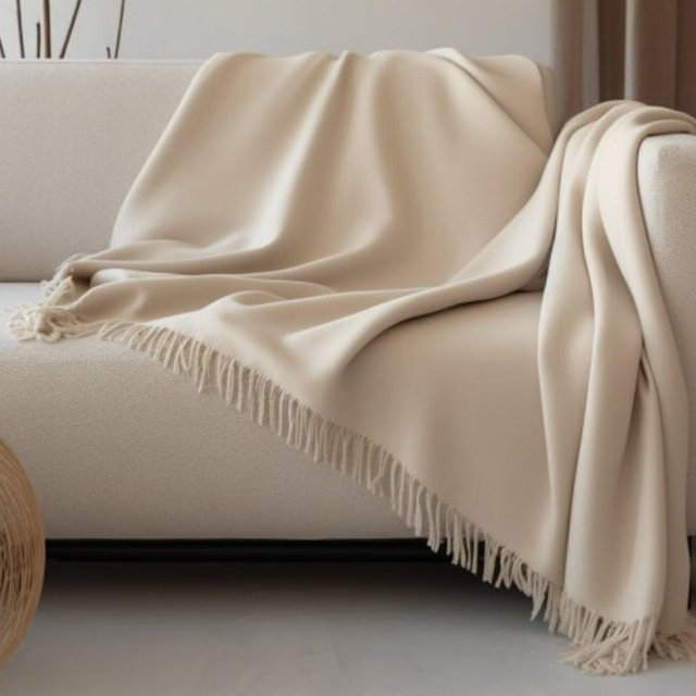 Wool Blanket 100% Pure Wool Throw Blanket Plaid Extra Fine Fall Blanket with Fringes Organic Blanket MILAN