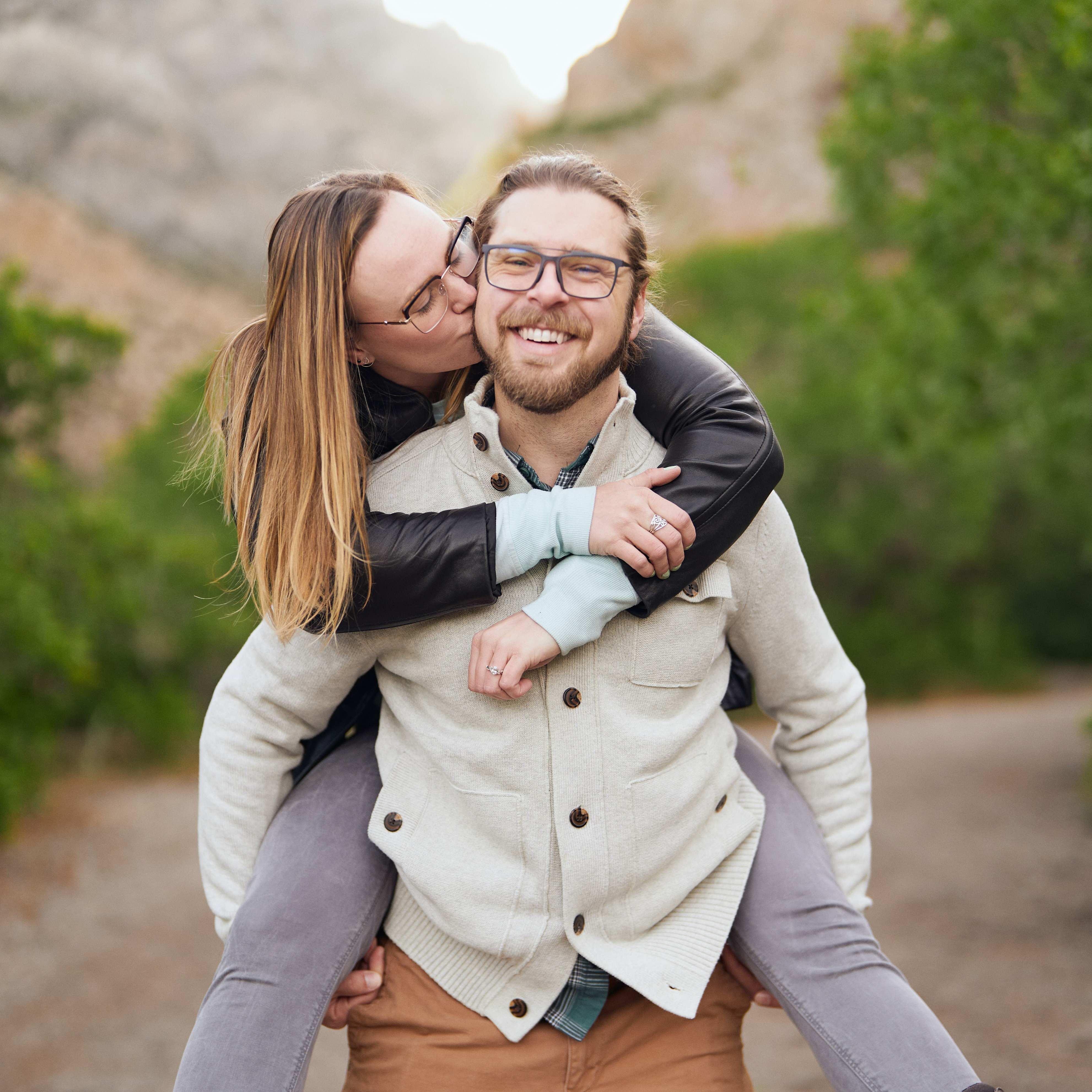 This is one of our favorites from our engagement photo shoot. It's one of only a few pictures we have that does not include Banjo and is not a selfie.