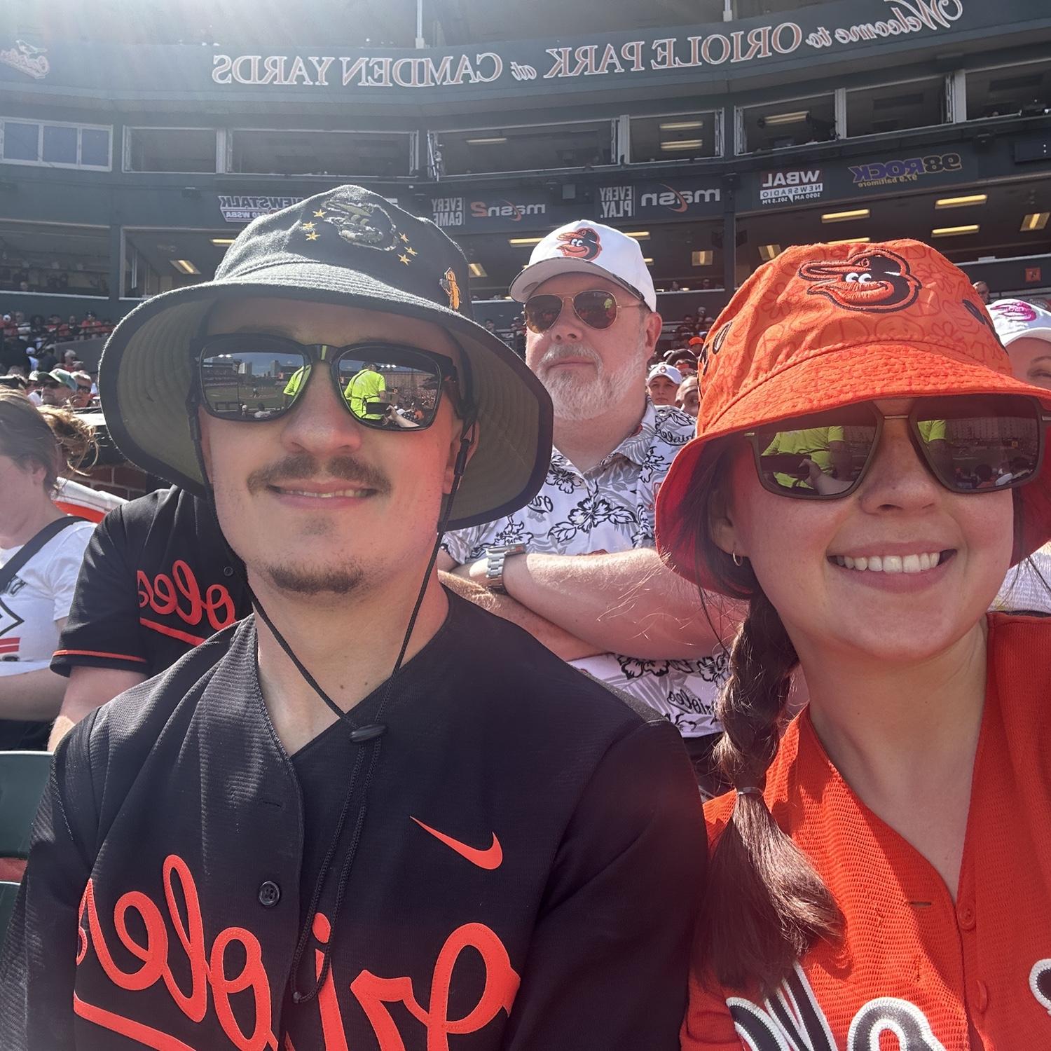 Mark and Maddi at Camden Yards, watching the Orioles at their home stadium for the first time!