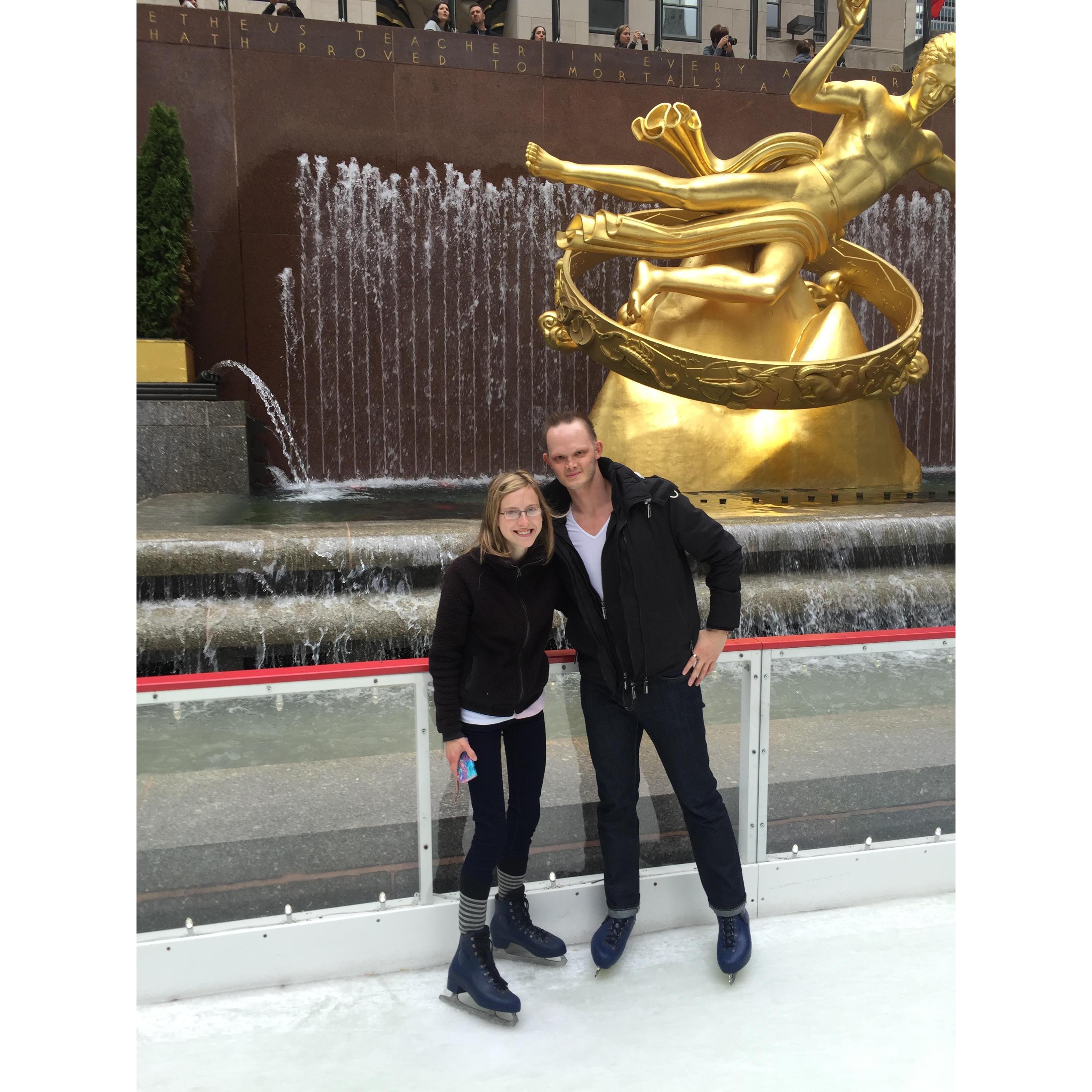 We go ice skating on our anniversary nearly every year. This was our 2nd year together, and we went to Rockefeller Center