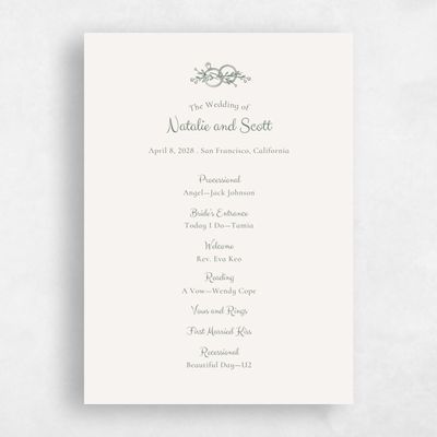 Grayed Hunter, Beige Wedding Program - Harper