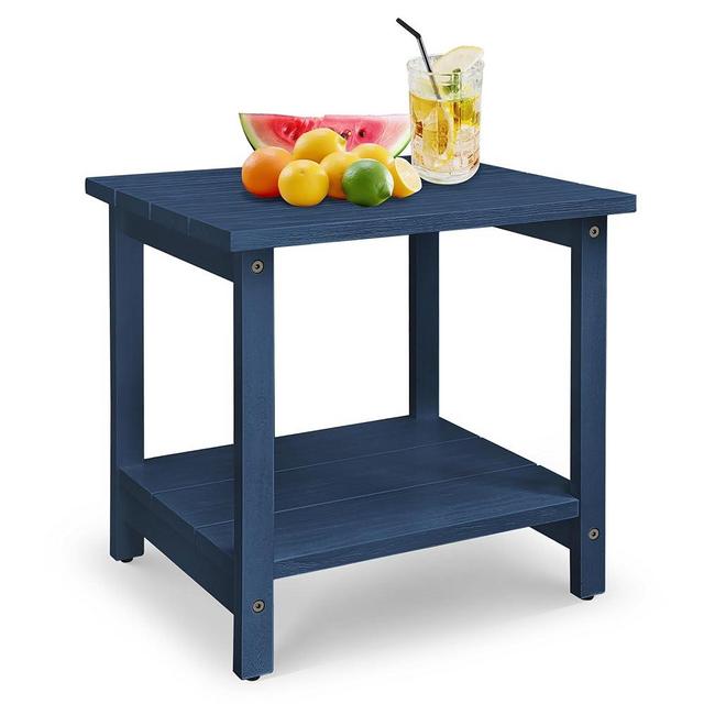RKVPCNE Outdoor Side Table Patio Side Tables for Outside, Small Patio Table Square End Table for Patio Backyard, Pool, Indoor Companion Wood Weather Resistant，Blue