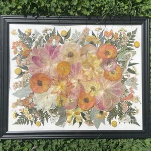 11x14" Classic Frame Pressed Wedding Bouquet Walnut Frame — Black Botanical Press