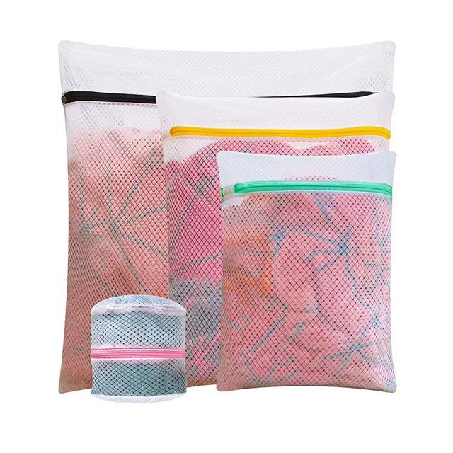 CCopnts Mesh Laundry Bags for Delicates Durable Mesh Wash Bags Reusable Supper Zipper Net Lingerie Bags for Laundry,Blouse, Jeans,Hosiery, Underwear,Bra,Sweater,Dress,Travel Storage(4PCS)