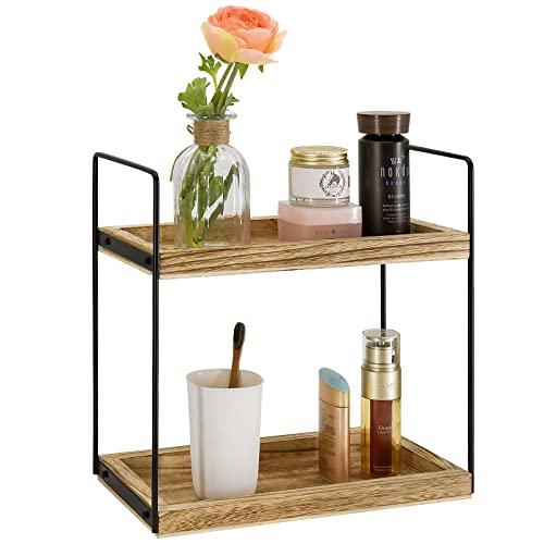 2 Tier Bathroom Countertop Organizer, Counter Standing Rack Cosmetic Holder, Countertop Storage Shelf Cosmetic Organizer Holder, Detachable Kitchen Spice Rack Wire Basket Storage Counter Shelf