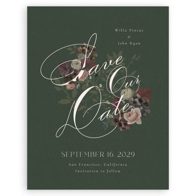 Deep Forest, Green Wedding Digital Save the Date - Bourgeon Portrait