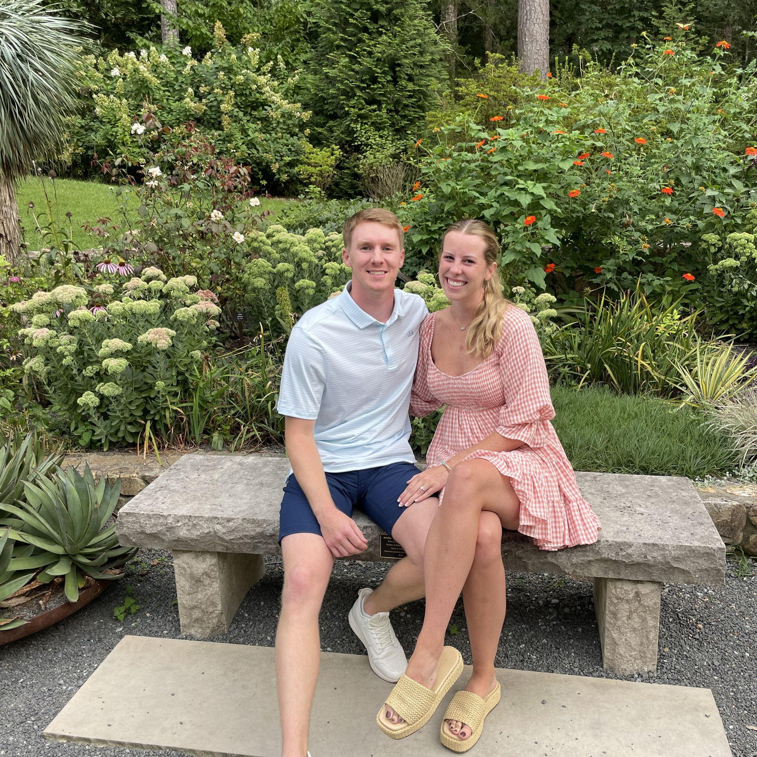 Our first picture engaged after Nate proposed at Duke Gardens!
