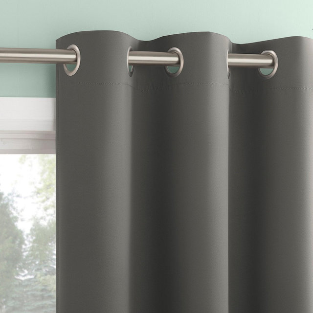 2pc 37"x63" Sun Zero Tedrow 100% Blackout Grommet Curtain Panel Pair Gray