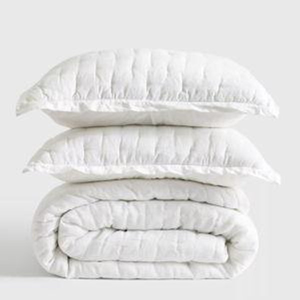 European Linen Dream Quilt Set - White - Full/Queen