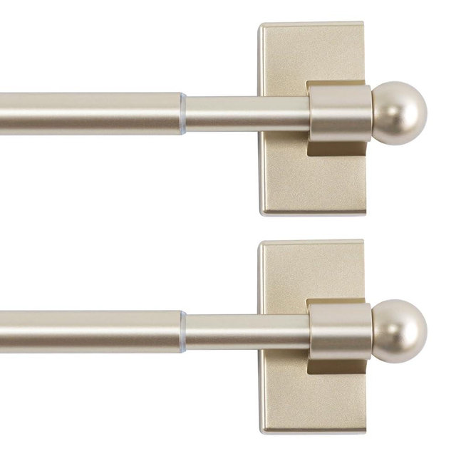 H.VERSAILTEX 2 PACK Magnetic Curtain Rods for Metal Doors, 16 to 28 Inch, 1/2 Inch Diameter, Multi-Use Adjustable Appliances for French Doors Magnetic Cafe Curtain Rod(Champagne Gold)