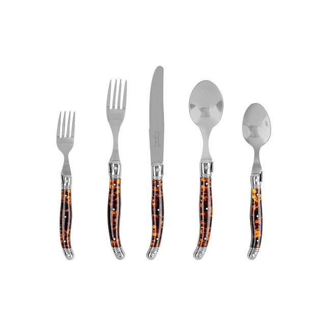French Home Laguiole Connoisseur 20-Piece 18/10 Flatware Set with Tortoise Handles