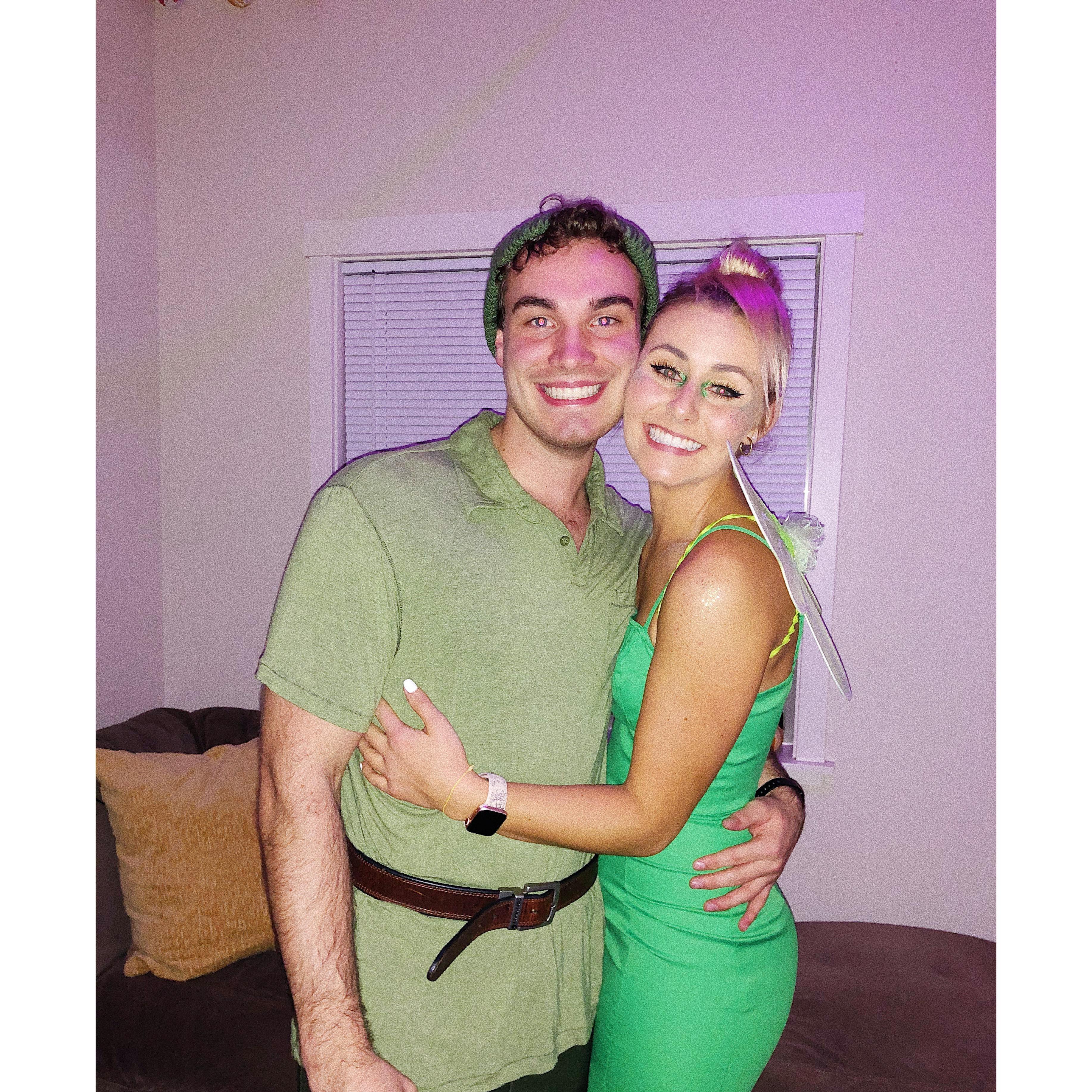 Peter Pan and Tinkerbell. This year his costume was a surprise!