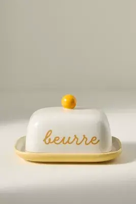 Café Violette Handpainted Stoneware Butter Dish