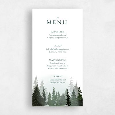 Dark Forest, Green Wedding Menu - Bridlewood