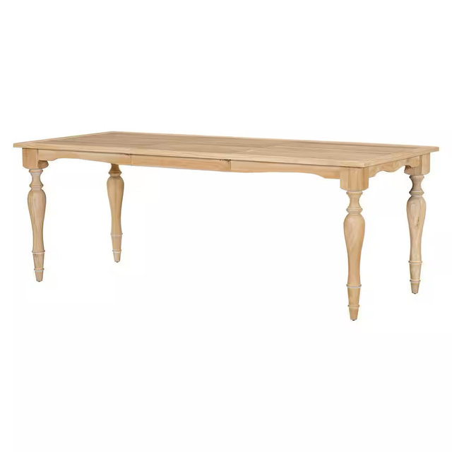 Polibi Natural Wood 82.7 in. 4 Legs Extendable Dining Table Seats 4 RS519-511806A