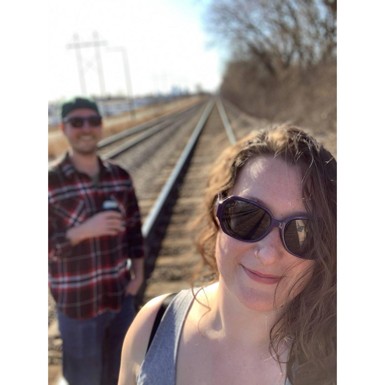 Enjoying the sun and tracks during Covid at Sarah's apartment in St. Paul.
