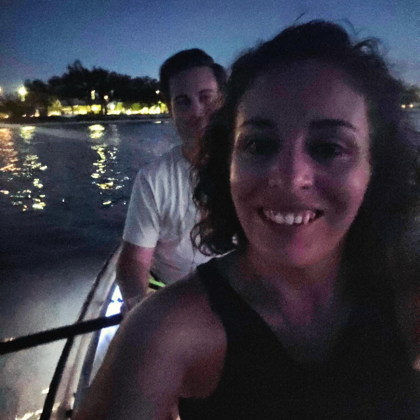 Blurry picture of our clear-bottom night time kayaking adventure in Panama City, Florida