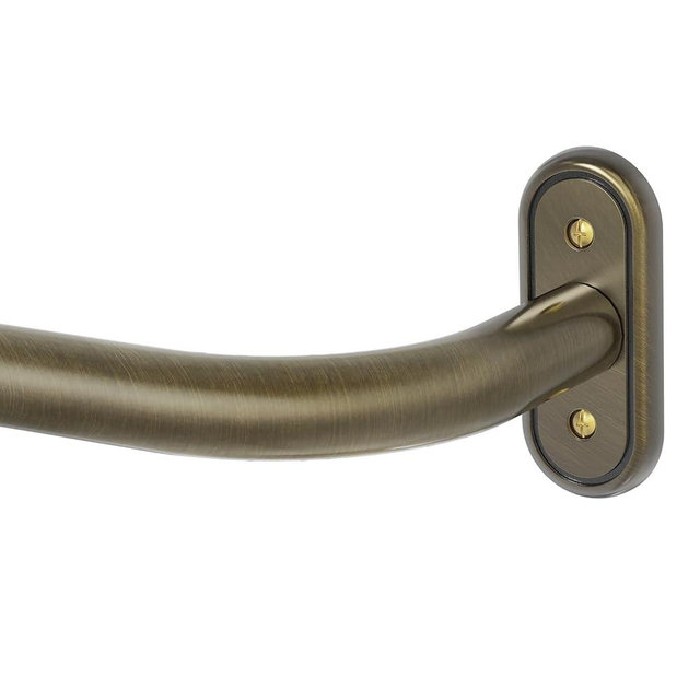 Wrap Around Curtain Rod, Antique Bronze Blackout Extra Long Heavy Duty Curtain Rods for Windows 72 to 144 Inch, 1 Inch Adjustable Ceiling Curved Drapery Rods, All Metal, Aluminium Bracket