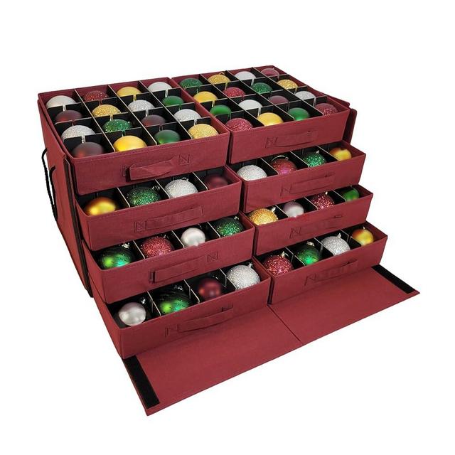 612 Vermont Christmas Ornament Storage Box with Adjustable Acid-Free Dividers, Holds 128 – 3 Inch Ornaments (SB-40043-VT)