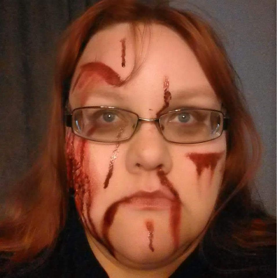 Terri's road rash Halloween make-up.