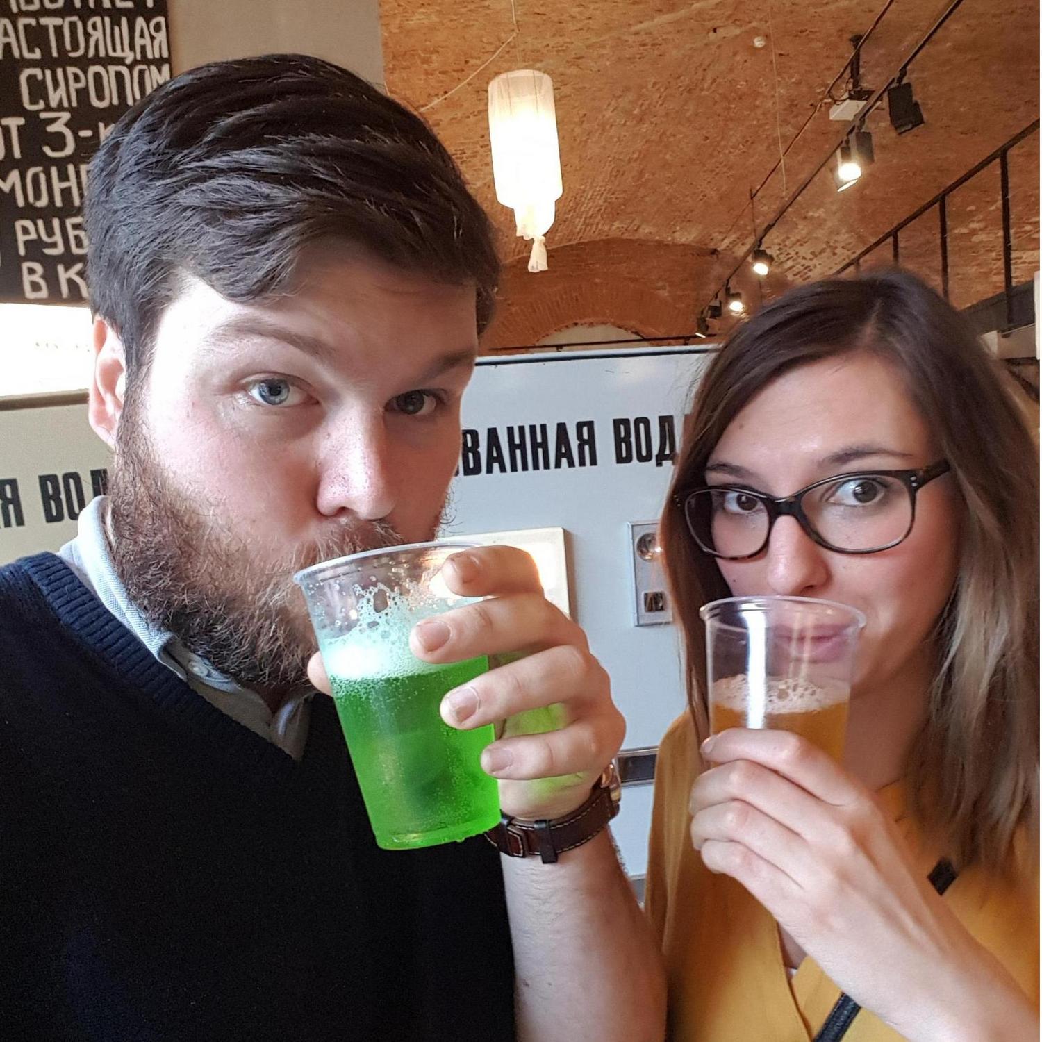 Sippin' on Soviet sodas in stately St. Petersburg.
