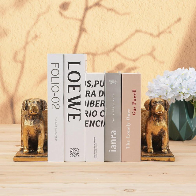 Mervkis Book Ends for Shelves to Hold Books Heavy Duty,Decorative Bookend for Bookshelf Décor,Cute Animal Dog Book Stopper Labrador Retriever Statues for Home, Office Desk Decoration,1pair