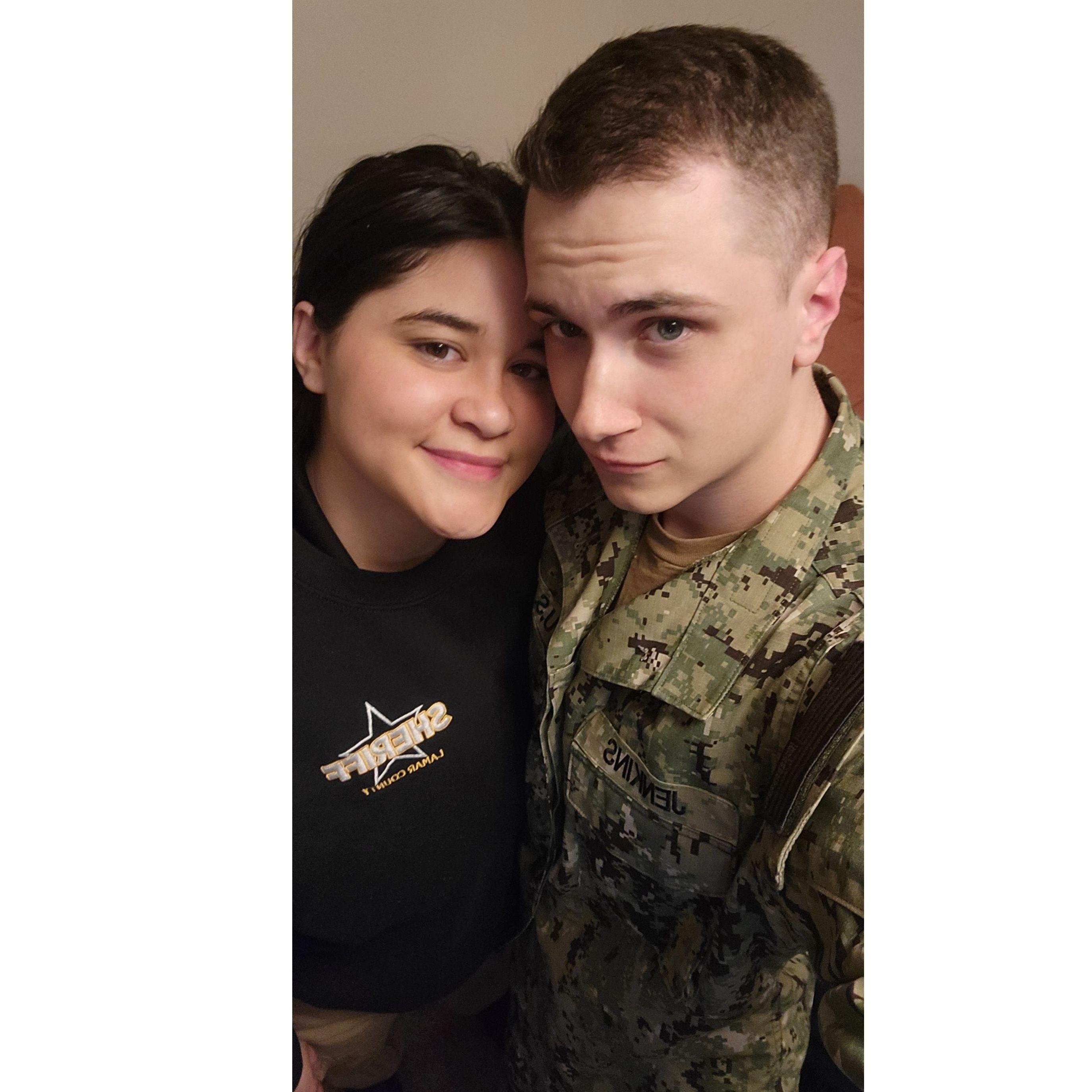 A picture we took right before we had to run off to work