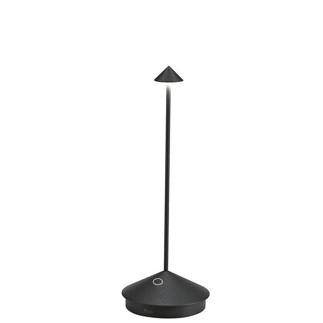 Zafferano Pina Pro LED Table Lamp (Color: Black) in Aluminum, IP54 Protection, Indoor/Outdoor use, Contact Charging Base, 11”, USA Plug