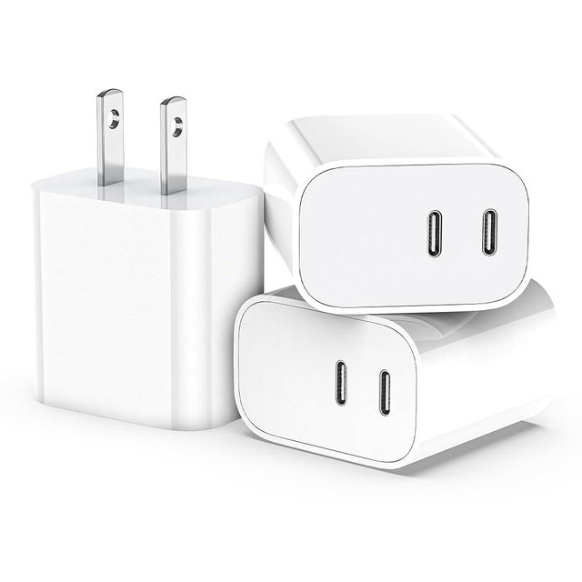 USB C Charger Block,3-Pack Dual Port USB C Fast Charging Block，Type C Wall Charger Plug for iPhone 16/15/14/13/12/11/ Pro Max/Plus/Xs Max/XR/X,iPad Pro (20W)
