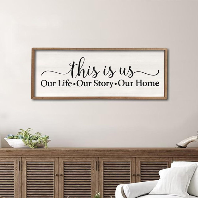 This Is Us Sign Wall Decor for Bedroom 40''×15'' Large Vintage Framed Wooden Modern Farmhouse Room Rustic Family Sign Wall Art Hanging Home Decor (Wood White)