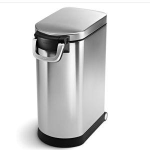simplehuman 35 Liter, 40 lb / 18.1 kg X-Large Pet Food Storage Container for Dog Food, Cat Food, and Bird Feed, Brushed Stainless Steel
