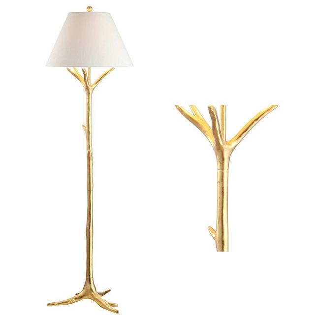 JONATHAN Y JYL3070A Arbor 63.5" Faux Bois Resin LED Floor Lamp Contemporary for Bedrooms, Living Room, Office, Reading, Gold Leaf